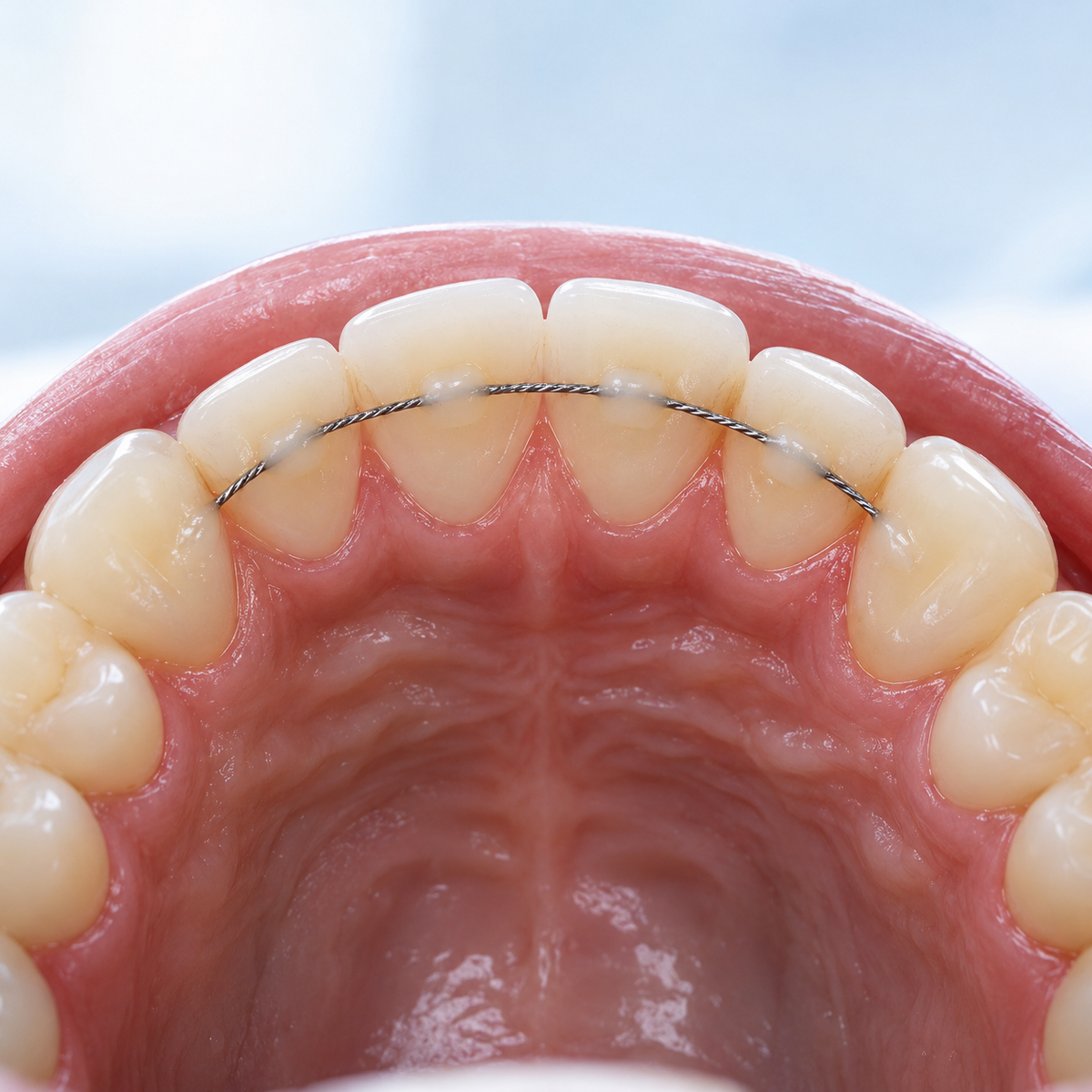 Imagen ilustrativa: Contención fija directa por arcada — Clarity Dental