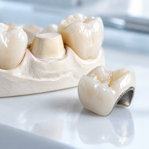 Imagen ilustrativa: Corona Metal Porcelana unitaria — Clarity Dental