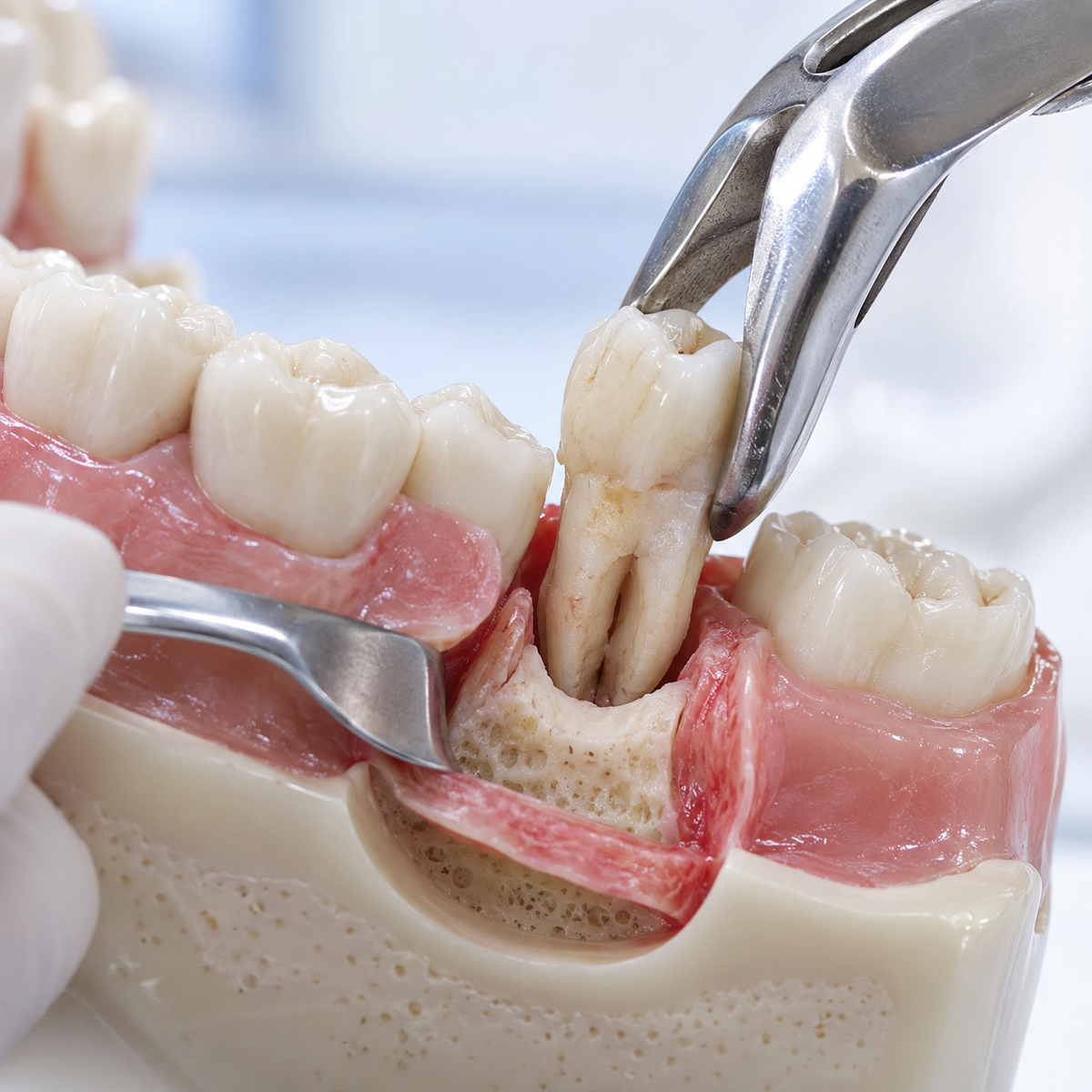 Imagen ilustrativa: Exodoncia pieza permanente con colgajo — Clarity Dental