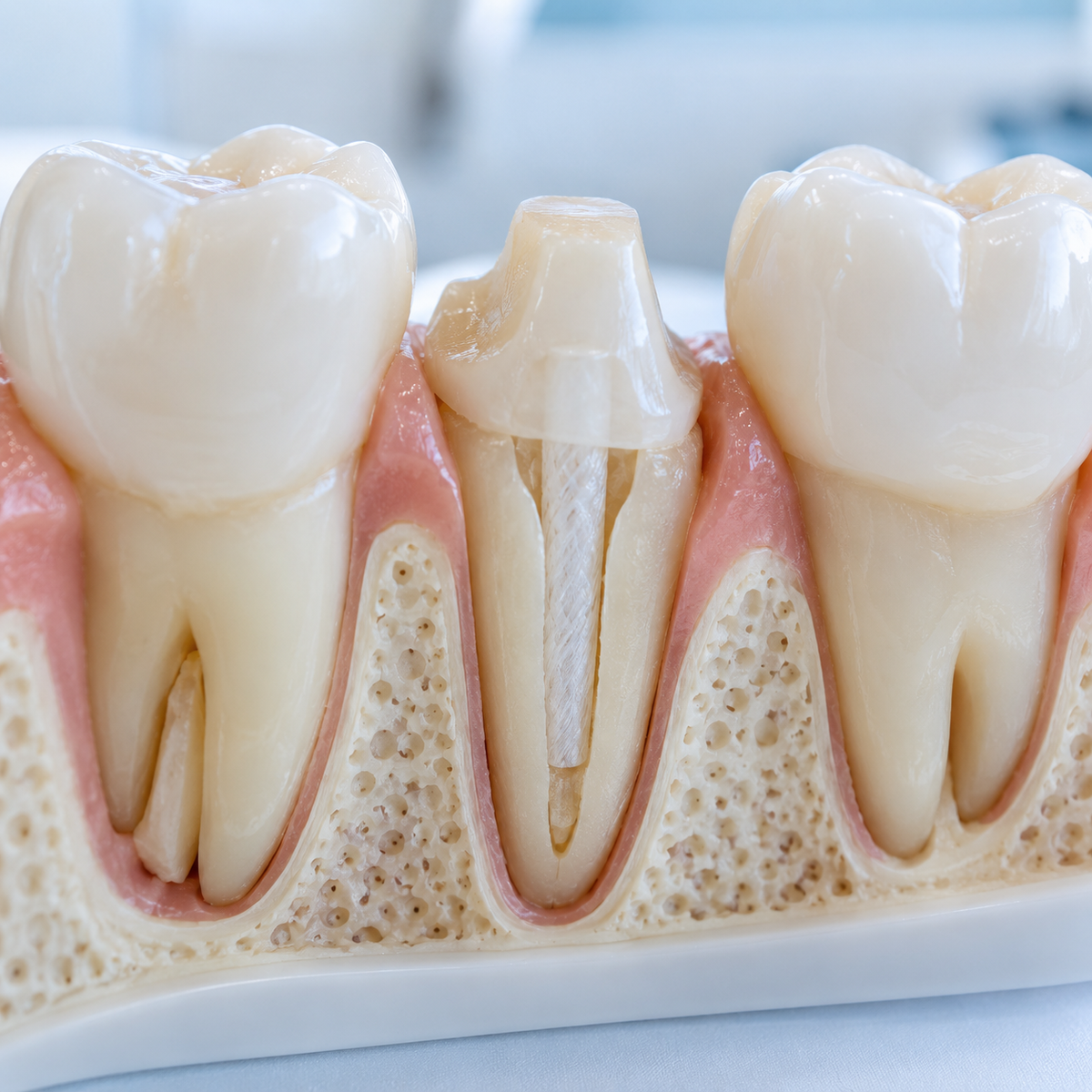 Imagen ilustrativa: Muñon plástico con poste de fibra — Clarity Dental